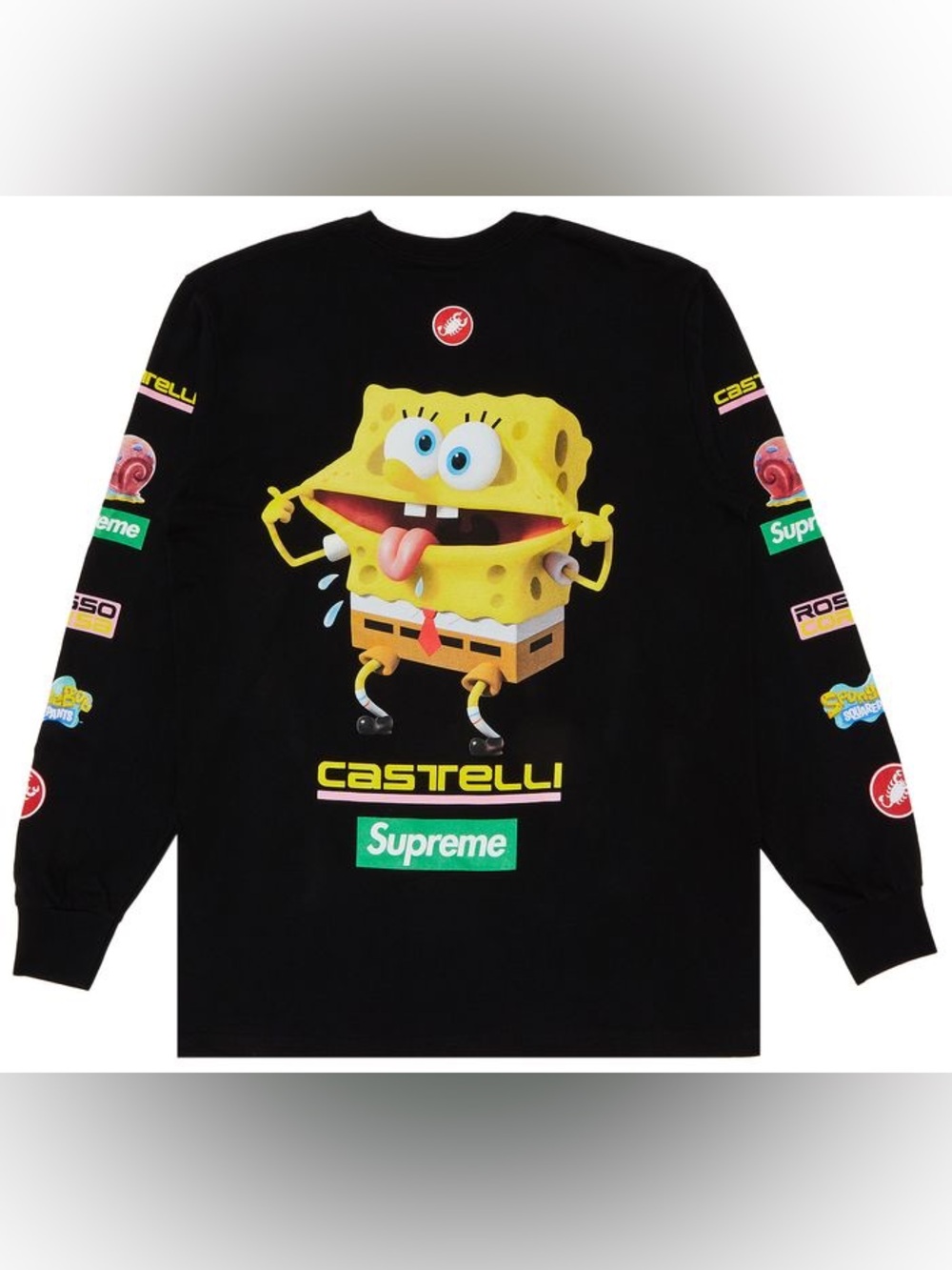 Supreme x Spongebob Squarepants x Castelli Racing Long-Sleeve Tee 'Black'
